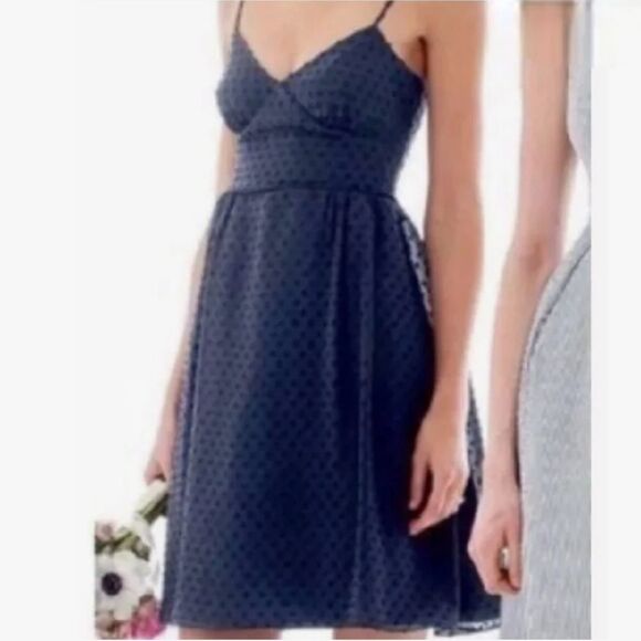 J. Crew Cameron Swiss Dot Dress in Navy with Pockets! Size 2 - Picture 1 of 7